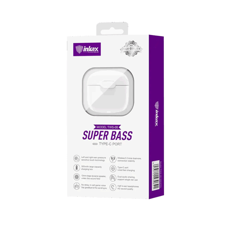 ÉCOUTEUR BLUETOOTH INKAX TWS-08 SUPER BASS – Image 3