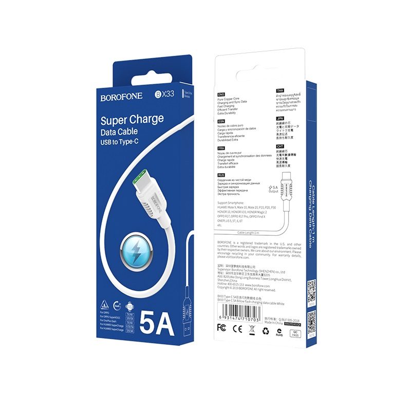 CABLE BOROFONE B-X33 5A TYPE-C